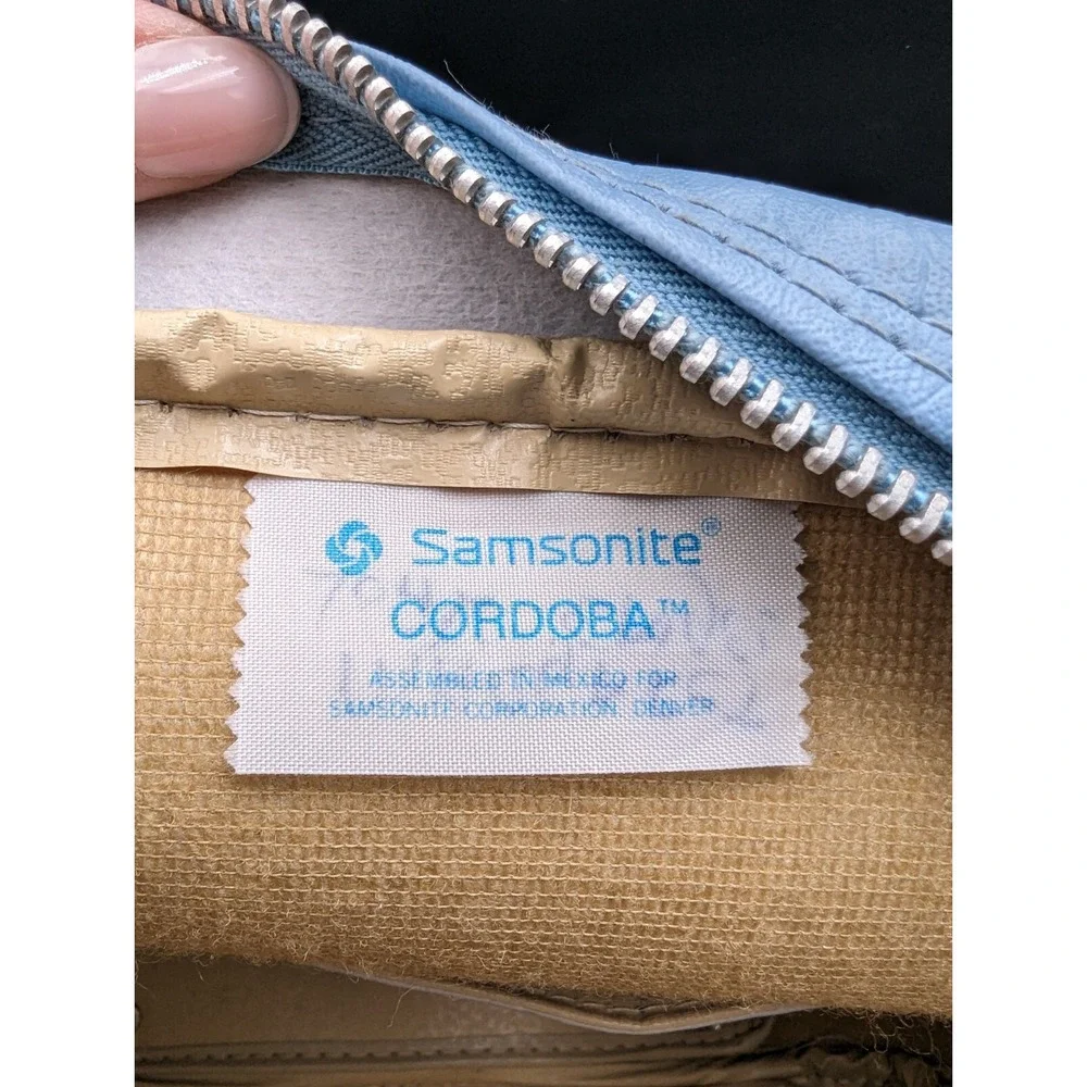 VTG Samsonite Light Blue Carry On Bag Cordoba Travel Luggage Overnight 12X14X6